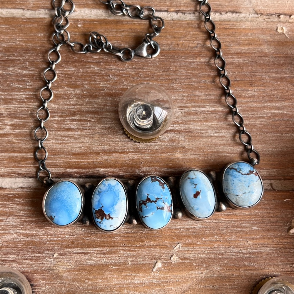 Golden Hills 5 Stone Bar Necklace